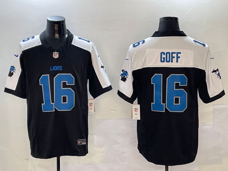 Men Detroit Lions #16 Goff Black Thanksgiving three generations 2024 Nike Limited NFL Jersey style 5->dallas cowboys->NFL Jersey